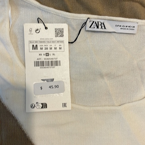 ZARA CREW NECK SLEEVELESS TAN AND OFF-WHITE BLOUSE - M - Picture 6 of 6